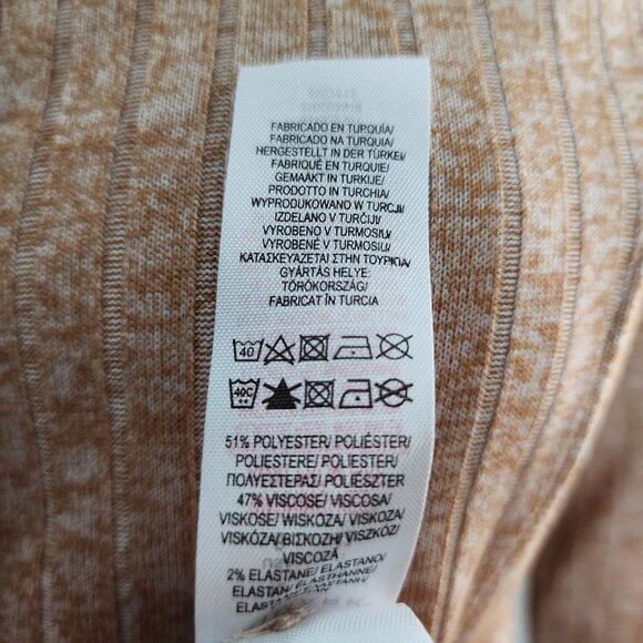 Primark Dress Womens Size 10 Solid All Tan Long Sleeve Ribbed Button Front - Picture 7 of 7